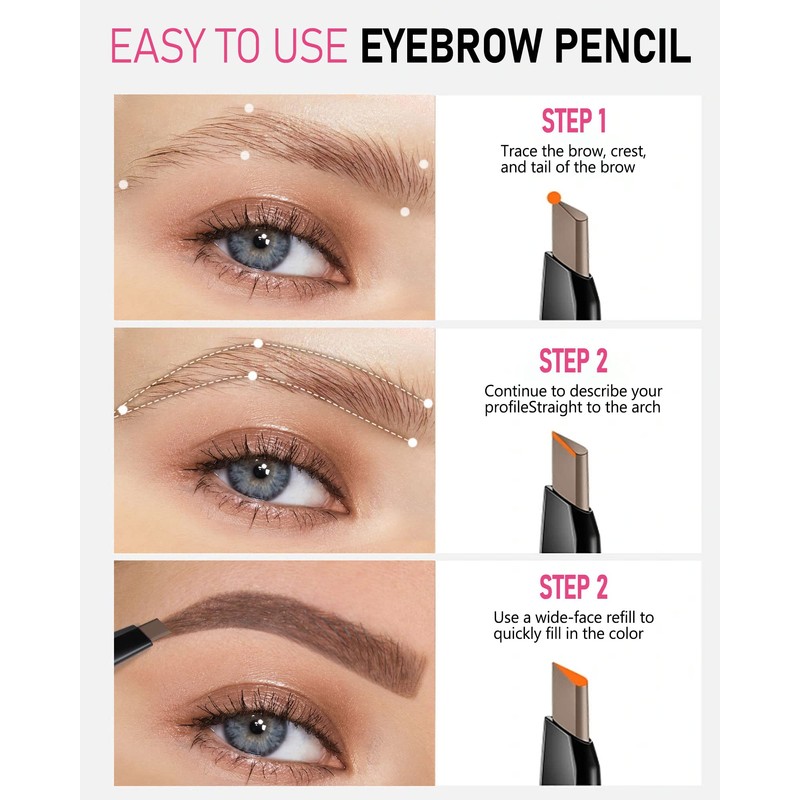 YFulfill Eyebrow Pencil Dark Brown Waterproof, Eye Brow Pencil Dark