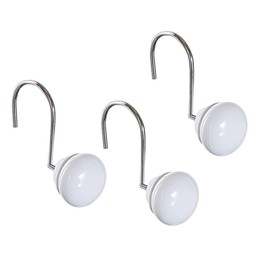 Creative Scents Shower Curtain Hooks - Set of 12 White Shower Rings for Bathroom Shower Curtain Rod - 100% Rust Proof (White)