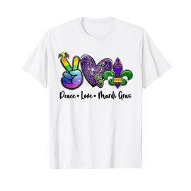 Peace Love Mardi Gras Jester Women Kids Mardi Gras Parade T-Shirt