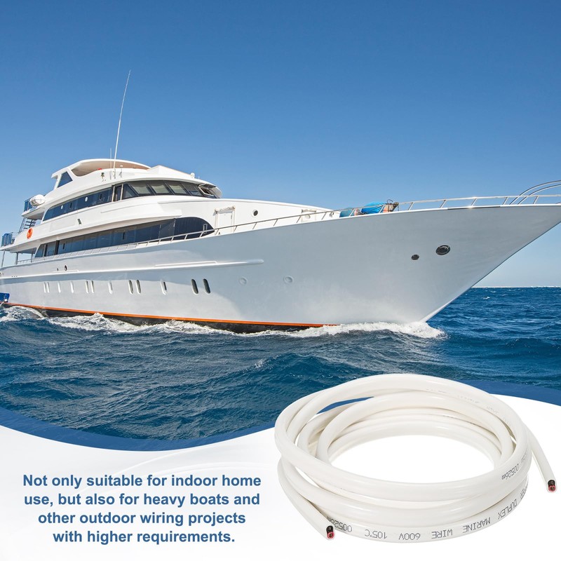 YELARXI Marine Wire Duplex Tinned Copper Electrical Cable, 10 AWG