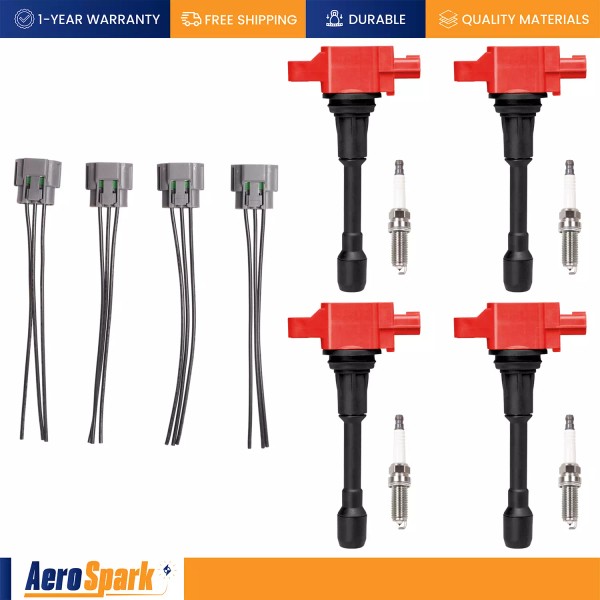 Aero Spark 4 Energy Ignition Coil & 4 Spark Plug