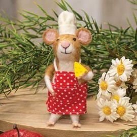 Bright Ideas Chef Mouse with Cheese Felted Ornament