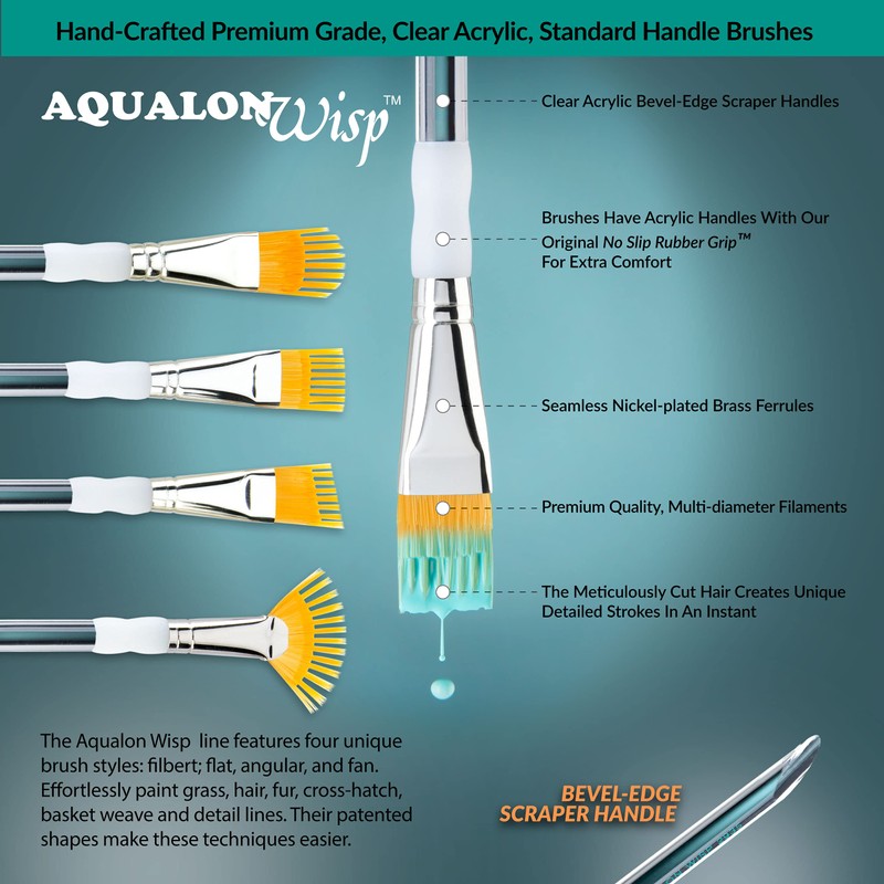 Royal and Langnickel Aqualon Wisp Flat Brush Set (Pack of