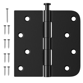 Luxbaro 6 Pack Black Door Hinges 4 Inch, Exterior Door Hinges with Square & 5/8" Radius, Removable Pin, Perfect for Heavy-Duty Front & Back Door, Antirust & No Squeaks ﻿