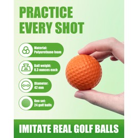HHLZM 24 Pack Foam Golf Practice Balls,Practice Golf Balls for Backyard,Realistic Feel and Limited Flight Soft Golf Balls for Indoor or Outdoor Training,Orange