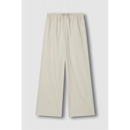 JAJU [JAJU/자주] 여 코튼 체크 10부 라운지 팬츠_다크 베이지 [JAJU] Women's Cotton Check 10-Part Lounge Pants_Dark Beige