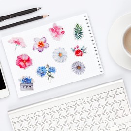 120 Pieces Flower Stickers Water Bottle Stickers Vinyl Waterproof Stickers for Water Bottle Cute Flower Stickers for Phone, Scrapbook, Skateboard, Laptop, Kids Teens Adult