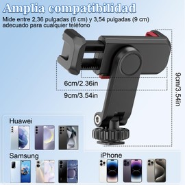 CALLECK Soporte Adaptador de Trípode para Teléfono, Soporte de trípode para teléfono, Clip Universal para Teléfono Inteligente con 2 Zapatas Frías, Soporte para Teléfono Ajustable