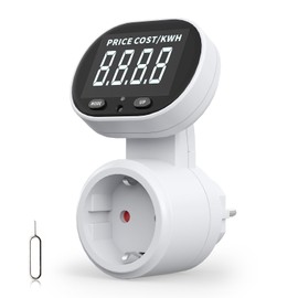 Electricity Cost Meter, Power Meter, Energy Cost Meter, Power Meter, Power Meter with Large LCD Screen, Overload Protection, 3680 W