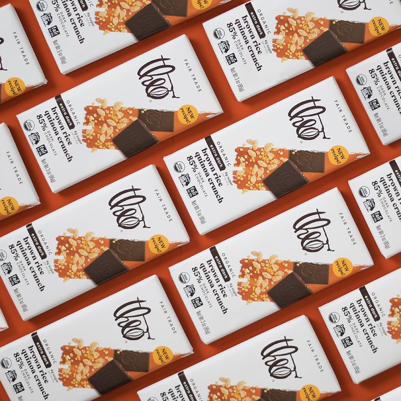 Theo Chocolate Brown Rice Quinoa Crunch Organic Dark Chocolate Bar,