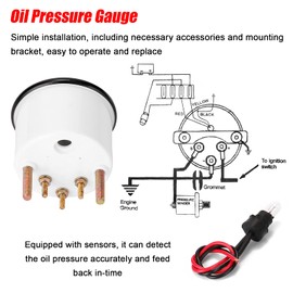 Automobile Oil Pressure Gauge Refitting 52mm Automobile Oil Pressure Instrument 0~100PSI Oil Pressure Gauge with Sensors 12.0V Automobile General Instrument Vehicle Meter VCXN