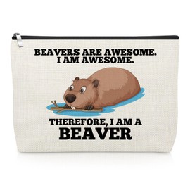 Gevody Beaver Gifts for Women Makeup Bag for Beaver Lovers Inspirational Gifts for Best Friend Cosmetic Bag Christmas Birthday Presents for Animal Lover Daughter Sister Coworker Travel Cosmetic Pouch