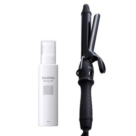 SALONIA Style Keeping Set (Curl Black, 1.0 inches (25 mm) x Milk), Styling, Hair Care, Moisturizing, Time-Saving, Present, Men's, Women's, Hair Make, Negative Ions, For Overseas Use, Compact,