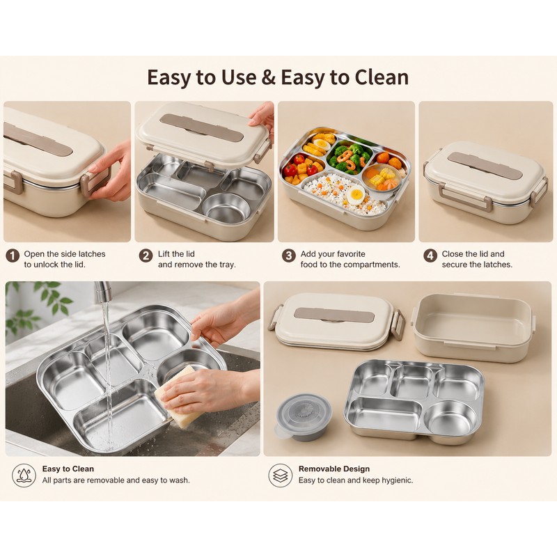 304 Stainless Steel Lunch Box for Work & School –
