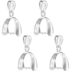 OHINGLT OHINGLT 925 Sterling Silver Pinch Bails for Pendants Clasp Connectors Bails for Jewelry Necklace Clip Pendant Clasps(Made in Italy)