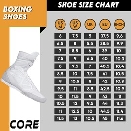 CORE Boxing Shoes - Lightweight Boxing Shoes for Men & Women - Boxing Training Shoes with High Support – High Traction Boxing Boots - Breathable Lace Up Boxer Shoes – Mens Kickboxing Shoes White