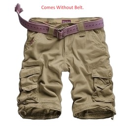 WowFab Mens New Military Multi Pockets Army Cargo Combat Twill Cotton Casual Summer and Indoor Winter Short (UK, Waist, 36, Regular, Regular, Khaki)