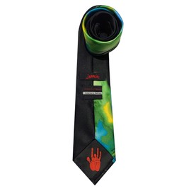 Jerry Garcia Collector's Edition Men's Urban Cat Ghost Artwork Regular Length Neck Tie - Green