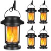 Derynome Solar Lantern Outdoor Lights, 4 Pack Upgraded Flickering Flameless