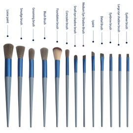 13 Pcs Make up Brushes Set, Make up Brush Set Foundation Powder Concealer Eyeshadow Blush Highlighter Eyebrow Brush, Travel Face Makeup Brushes with Cloth Bag for Beginner and Makeup Artist (blue)