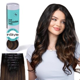 Irresistible Me Real Human Hair Extensions Clip Ins – 100% Human Hair Clip In Extensions for Length & Volume – Invisible Extension – Heat Resistant & Dyeable – Mocha Balayage, 14 Inches