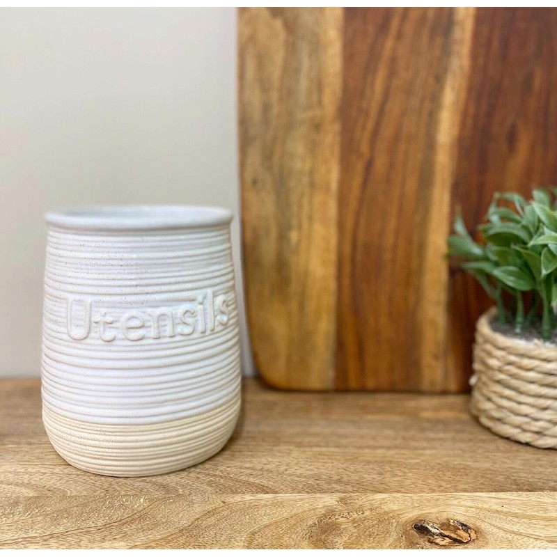 Geko Natural Ceramic Utensil Holder 15cm
