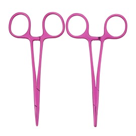 Motanar Pet Colourful Stainless Steel Hemostat Hemostatic Forcep,Pet Ear Hair Pull Forcep,Bend Head and Straight Head kit (Pink)