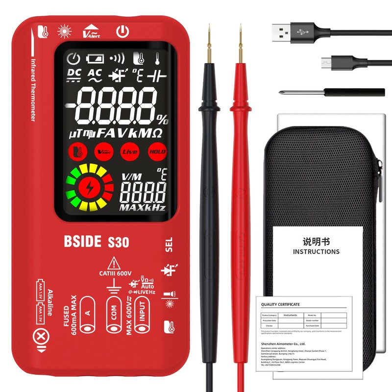 BSIDE S30 Smart Digital Multimeter Infrared Thermometer High Voltage Diode