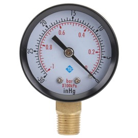 TEHAUX 0-30inhg Vacuum Gauge Tester for Air Oil Water Gas Oil Gauge Material Compact
