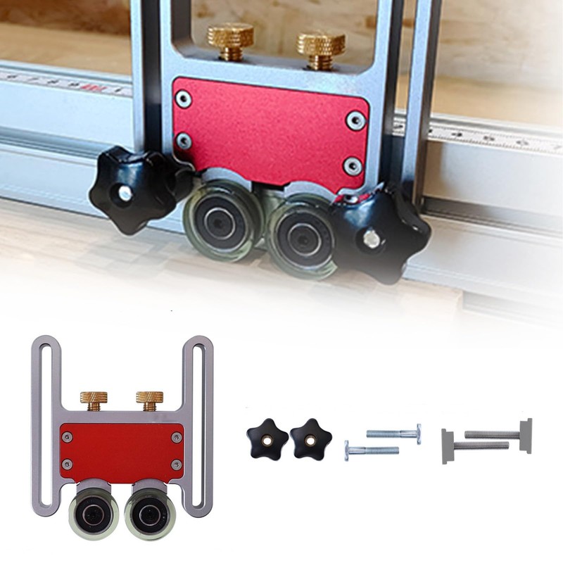 Table Saw Roller Jig, Bearing Roller Featherboard Double Wheel Sliding