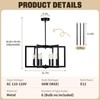 LUMLLSAJI 6-Light Modern Black Chandeliers for Dining Room, Geometric Metal
