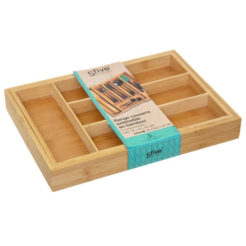 5five Cutlery Tray 6 Compartments Expandable Bamboo