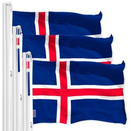 UD_Iceland Icelandic Flag 3x5 Ft 3-Pack 150D Printed Polyester By G128