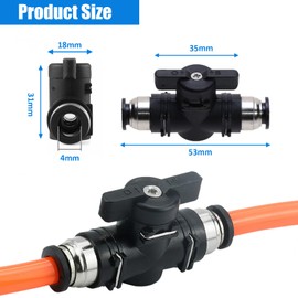Pneumatic Connector, Pack of 5 Pneumatic Ball Valve, 10 mm Straight Pneumatic Connector, Air Flow Control Valve with Straight Quick Connection for Air Hose Fittings