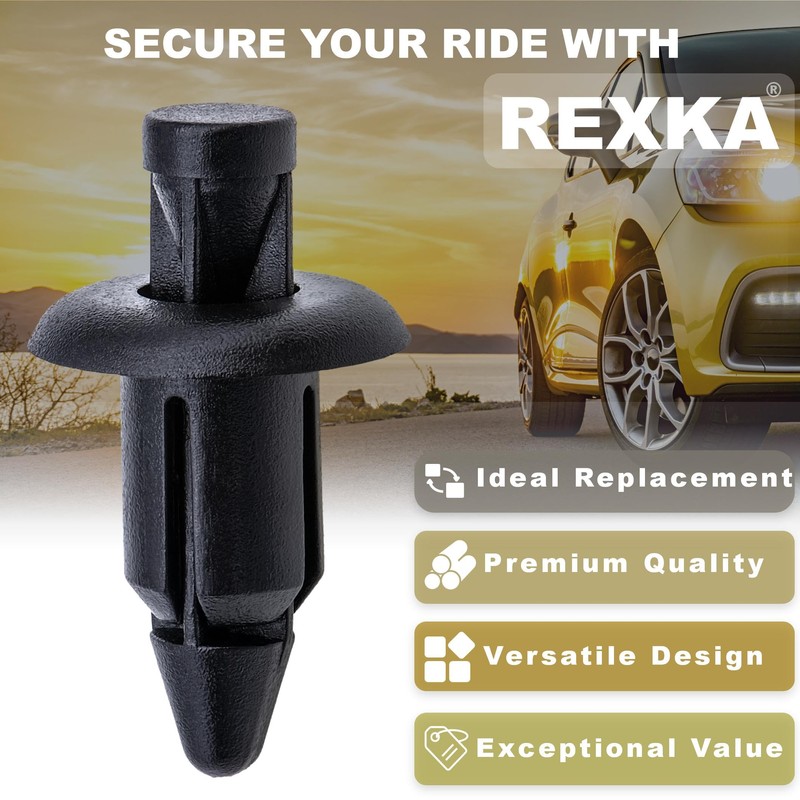 Rexka 40pcs M6 Fender Clip Retainer Bumper Nylon Push Rivet