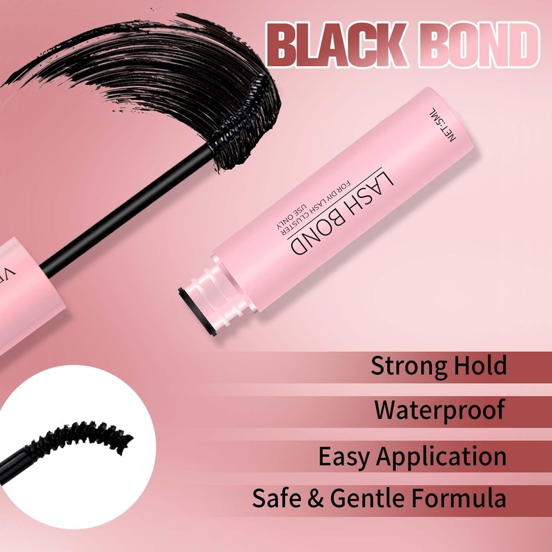 Veyesbeauty Lash Bond and Seal Waterproof 2 in 1 Cluster