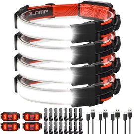 LED Headlamp Flashlight 4Packs, 1000lumens 230° Broadbeam Headlight, USB Rechargeable Head Lamp with Red Taillight, Lightweight Waterproof Headlamps for Camping Running Hiking, Hard Hat Headlamp