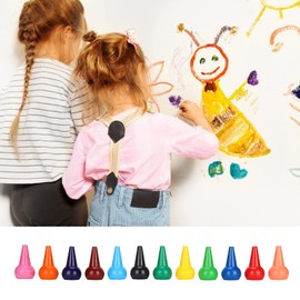 Crayones para Niños Pequeños, 12 Colores Apilables 3D Palm Grip Jumbo Crayons para Colorear para Niños Fáciles de Agarrar para Niños Mayores de 3 Años