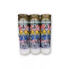 Hadmade/ Unbranded 7 Day Glass Assorted Religious Candle 7 Potencia Africana 3 Pcs