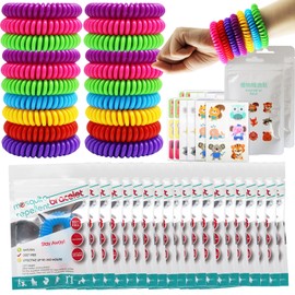 Pulsera Repelente de Mosquitos, 20Pcs Empaquetado Individualmente, 100% Natural & Deet FreeReutilizable y Seguros, Sin DEET, Resistente al Agua Sin DEET, Apto para Adultos y Niños Bebe