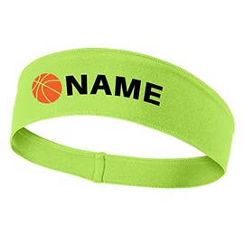 Basketball Name Printed Moisture Wicking Headbands - Lime