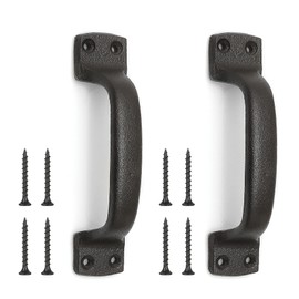 Livfodrm Barn Door Pulls Handles Heavy Duty Cast Iron Gate Handle, 7 inch Metal Hardware for Sliding Barn Door Gate Fence Drawer Garage - Dark Brown 2 Pack