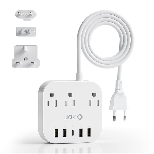 European Plug Adapter, Unidapt US to UK Europe Power Strip