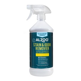 ALZOO Stain & Odor Remover, Quickly Lifts & Dissolves Pet Stains & Helps Eliminate Odors, 100% Plant-Based Active Ingredients, Citrus Vanilla Scent, 32 Fl. Oz Spray Bottle