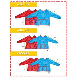 alpree Kids Art Smock Waterproof and Paint Repellent Long Sleeve Painting Aprons with Elastic Tight Cuffs with 3 Pockets