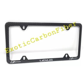 Exotic Carbon Fiber Lexus F Sport Text and Logo 4 Hole  Carbon Fiber License Plate Frame 2x2 Gloss