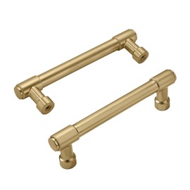 ZAUYX Solid Heavy Duty Jasper Pulls 2 Pack Gold Cabinet Pulls 3-3/4 Inch Hole Centers for Kitchen Cupboard Handles Modern Drawer Pulls Bathroom Brushed Brass Cabinet Pulls