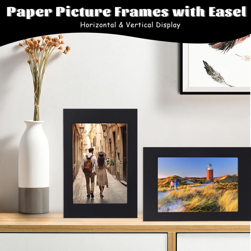 JMUQ 50 Pack Paper Picture Frames 4x6, Black Picture Frames