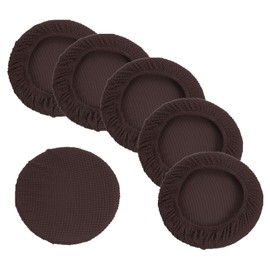 PATIKIL 11" Round Bar Stool Cover, 6 Pack Elastic Bar Stool Cover Washable Seat Cover for Diameter 11"-16" Chair, Brown