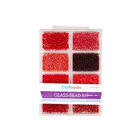 Glass Bead Kit for Jewelry Making - 8 Different Bead Colors - Rouge